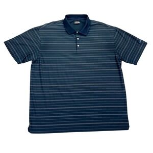 Nike Golf Polo Shirt Mens XXL Navy Blue Striped Fit Dry Short Sleeve Athletic